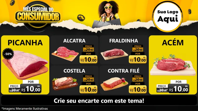 Modelo de TV para TV Horizontal com o tema Mês Especial do Consumidor para Açougue