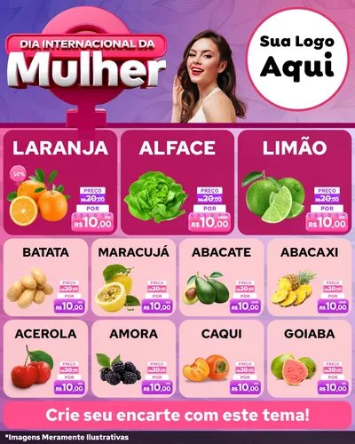 Modelo de Rede Social para Feed Instagram com o tema Dia Internacional da Mulher para Hortifrúti