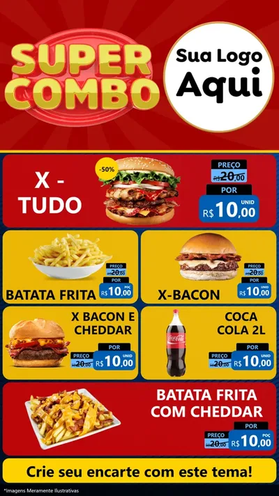 Modelo de TV para TV Vertical com o tema Super Combo para Hamburgueria