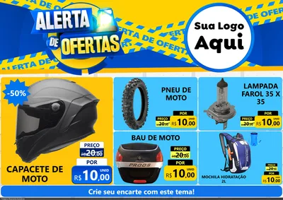 Modelo de Encarte para Encarte A4 Horizontal com o tema Alerta de Ofertas para Moto peças