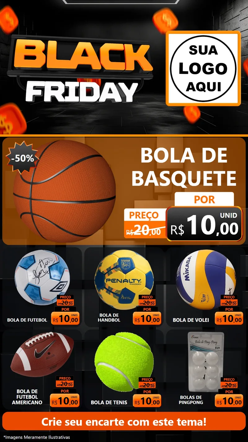 Modelo de Rede Social para Stories com o tema Black Friday para Artigos Esportivos