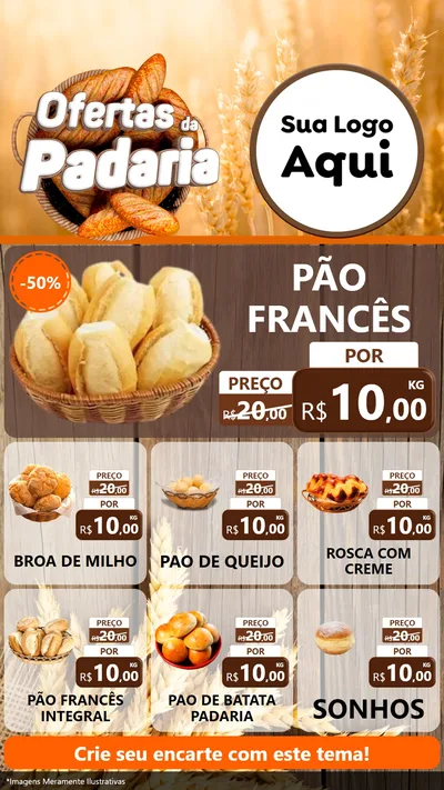 Modelo de Rede Social para Stories com o tema Ofertas da Padaria para Padaria