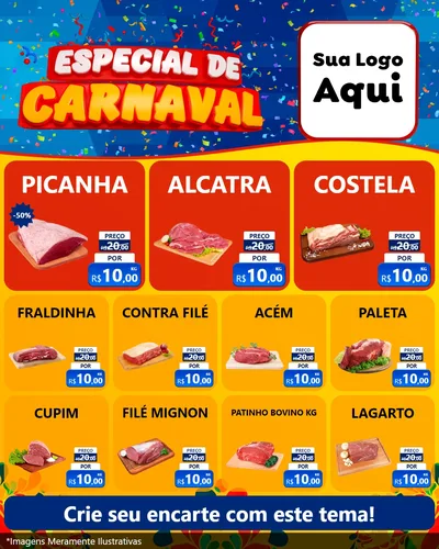 Modelo de Rede Social para Feed Instagram com o tema Especial de Carnaval para Açougue