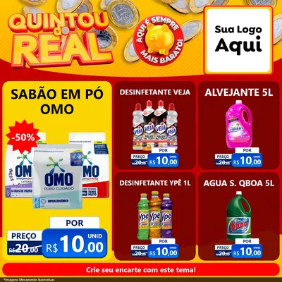 Modelo de Rede Social para Feed Facebook com o tema Quintou do Real para Produtos de Limpeza