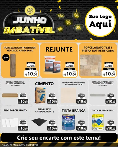 Modelo de Rede Social para Feed Instagram com o tema Junho Imbatível para Pisos e revestimentos
