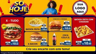 Modelo de TV para TV Horizontal com o tema Só Hoje! para Hamburgueria