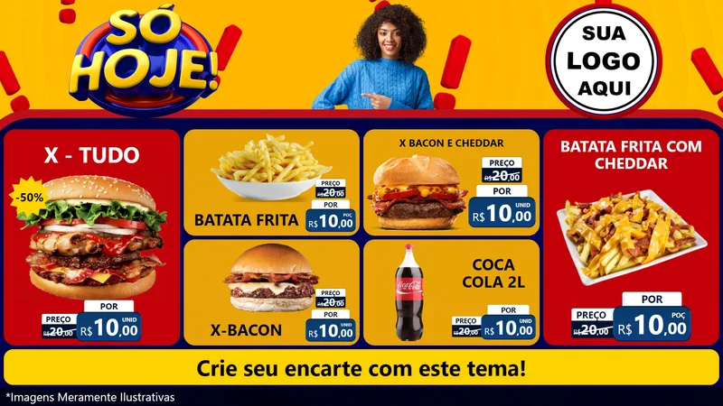 Modelo de TV para TV Horizontal com o tema Só Hoje! para Hamburgueria