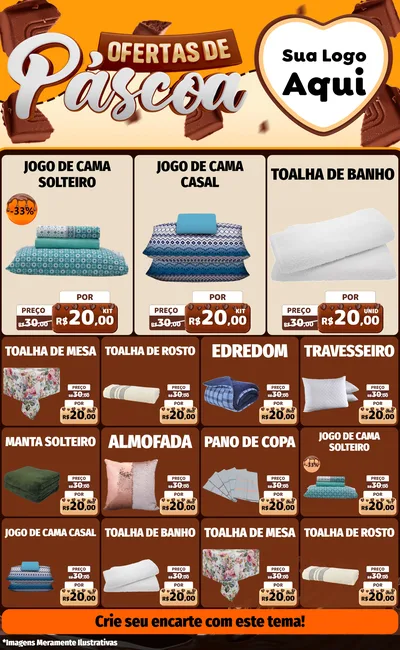 Modelo de Encarte para Encarte Grande com o tema Ofertas de Páscoa para Cama, Mesa e Banho