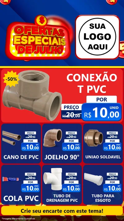 Modelo de Rede Social para Stories com o tema Ofertas Especiais de Julho para Tubos e conexões