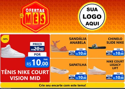 Modelo de Encarte para Encarte A4 Horizontal com o tema Ofertas do Mês para Calçados