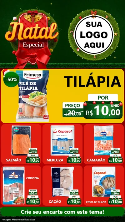 Modelo de Rede Social para Stories com o tema Natal Especial para Peixaria