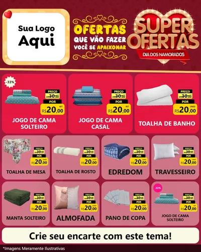 Modelo de Rede Social para Feed Instagram com o tema Dia dos Namorados para Cama, Mesa e Banho