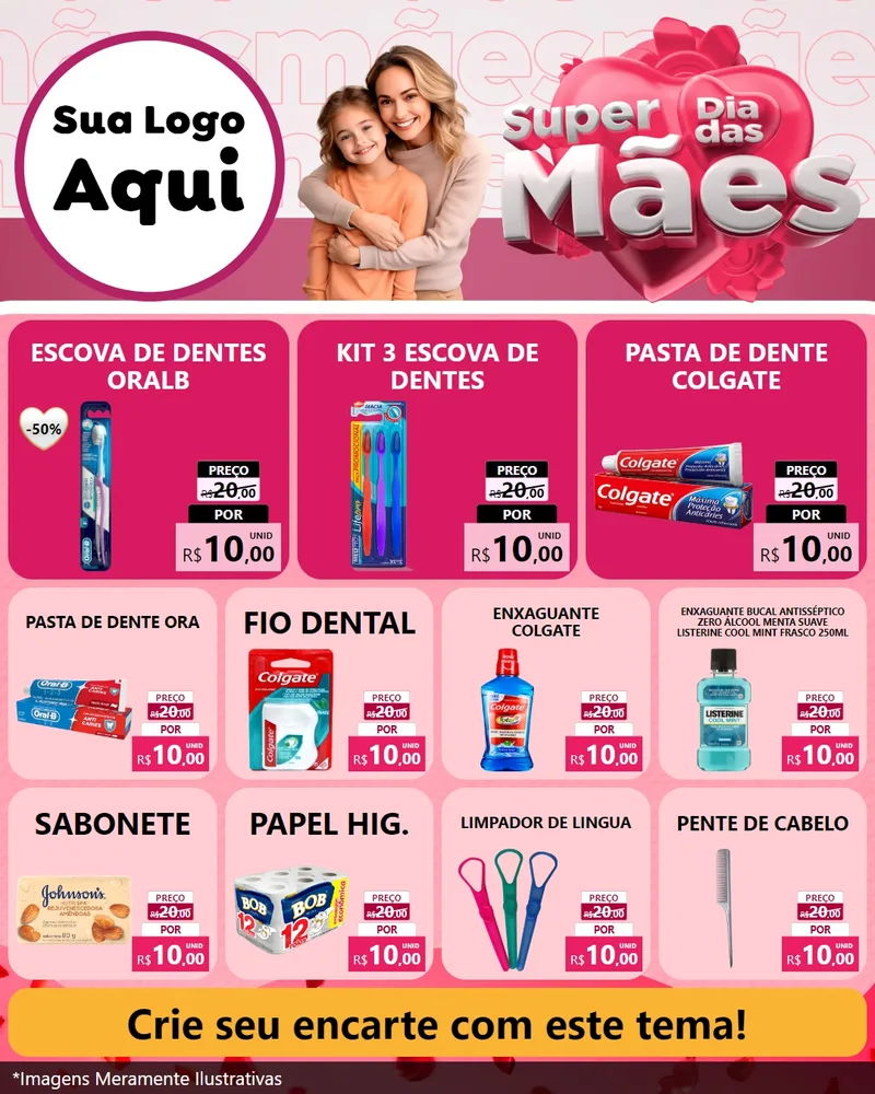 Modelo de Rede Social para Feed Instagram com o tema Super Dia Das Mães para Higiene Pessoal
