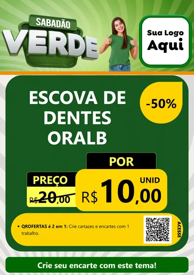 Modelo de Cartaz para Cartaz A4 Vertical com o tema Sabadão Verde para Higiene Pessoal