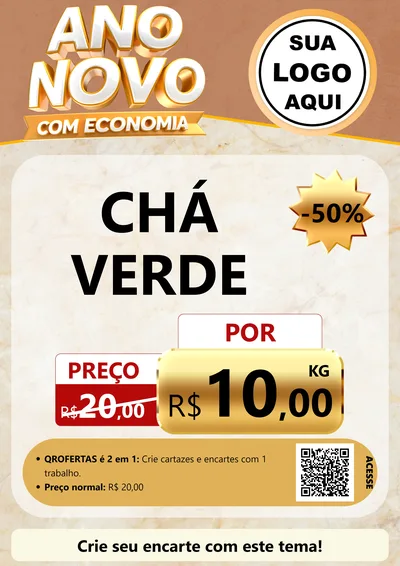 Modelo de Cartaz para Cartaz A4 Vertical com o tema Ano Novo Com Economia para Produtos Naturais