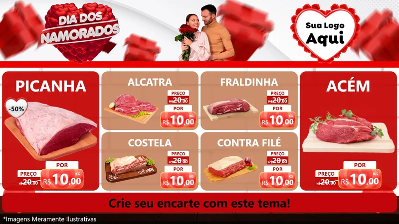 Modelo de TV para TV Horizontal com o tema Dia dos Namorados para Açougue