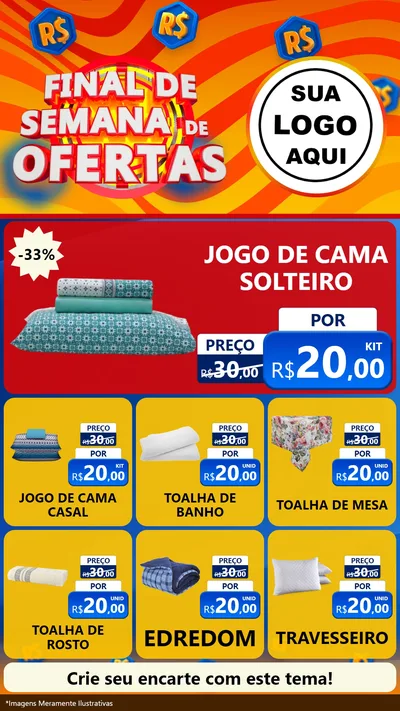 Modelo de Rede Social para Stories com o tema Final de Semana de Ofertas para Cama, Mesa e Banho