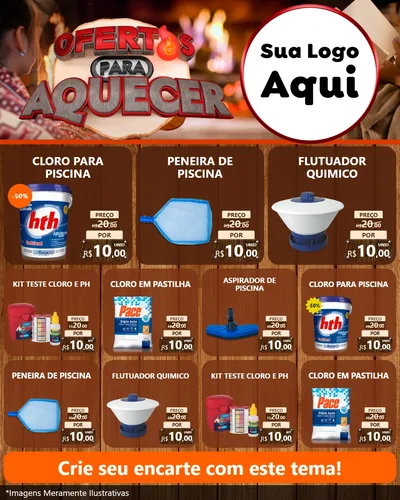 Modelo de Rede Social para Feed Instagram com o tema Ofertas Para Aquecer para Produtos para Piscina