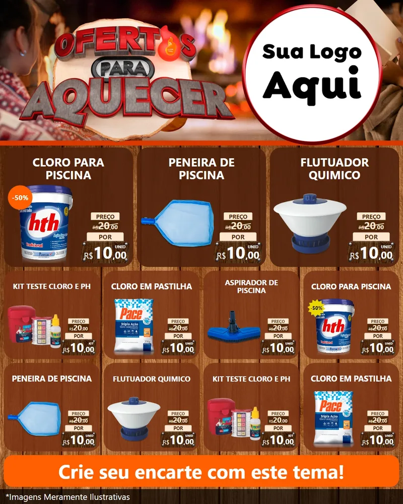 Modelo de Rede Social para Feed Instagram com o tema Ofertas Para Aquecer para Produtos para Piscina