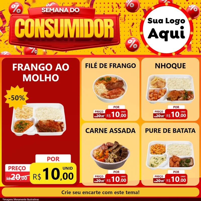 Modelo de Rede Social para Feed Facebook com o tema Semana do Consumidor para Restaurante