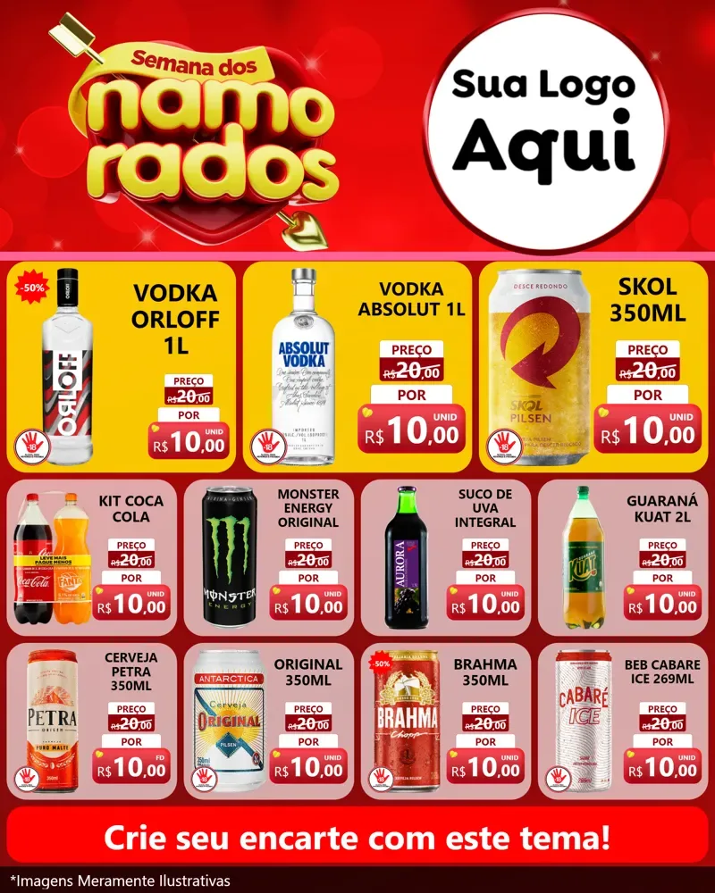 Modelo de Rede Social para Feed Instagram com o tema Semana dos namorados para Distribuidora de bebidas