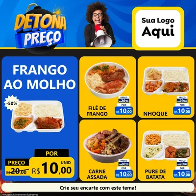Modelo de Rede Social para Feed Facebook com o tema Detona Preços para Restaurante