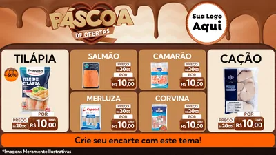 Modelo de TV para TV Horizontal com o tema Páscoa de Ofertas para Peixaria