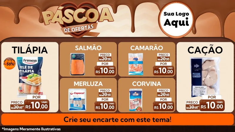 Modelo de TV para TV Horizontal com o tema Páscoa de Ofertas para Peixaria