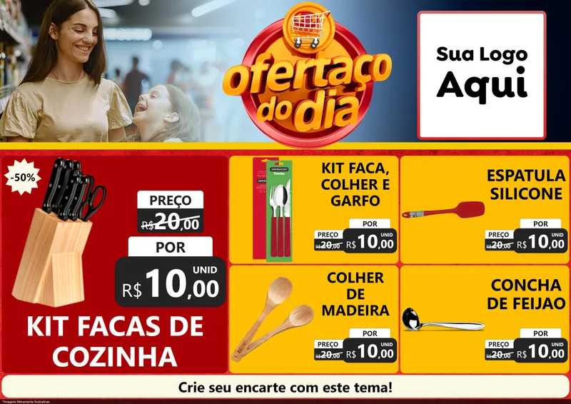 Modelo de Encarte para Encarte A4 Horizontal com o tema Ofertaço Do Dia para Utilidades Domésticas