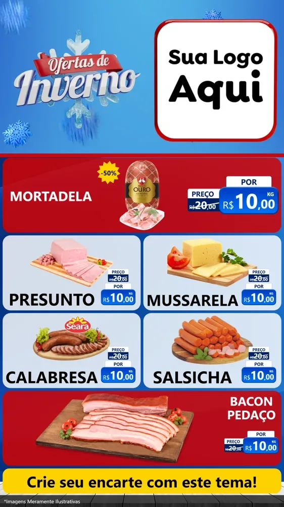 Modelo de TV para TV Vertical com o tema Ofertas de Inverno para Frios e Laticínios