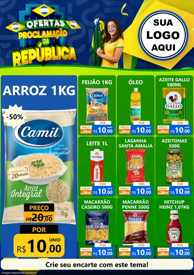 Modelo de Encarte para Encarte A4 Vertical com o tema Ofertas Proclamação da República para Supermercado