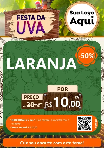 Modelo de Cartaz para Cartaz A4 Vertical com o tema Festa da Uva para Hortifrúti