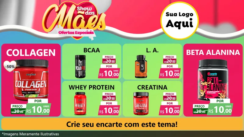 Modelo de TV para TV Horizontal com o tema Show das Mães - Ofertas Especiais para Suplementos alimentares