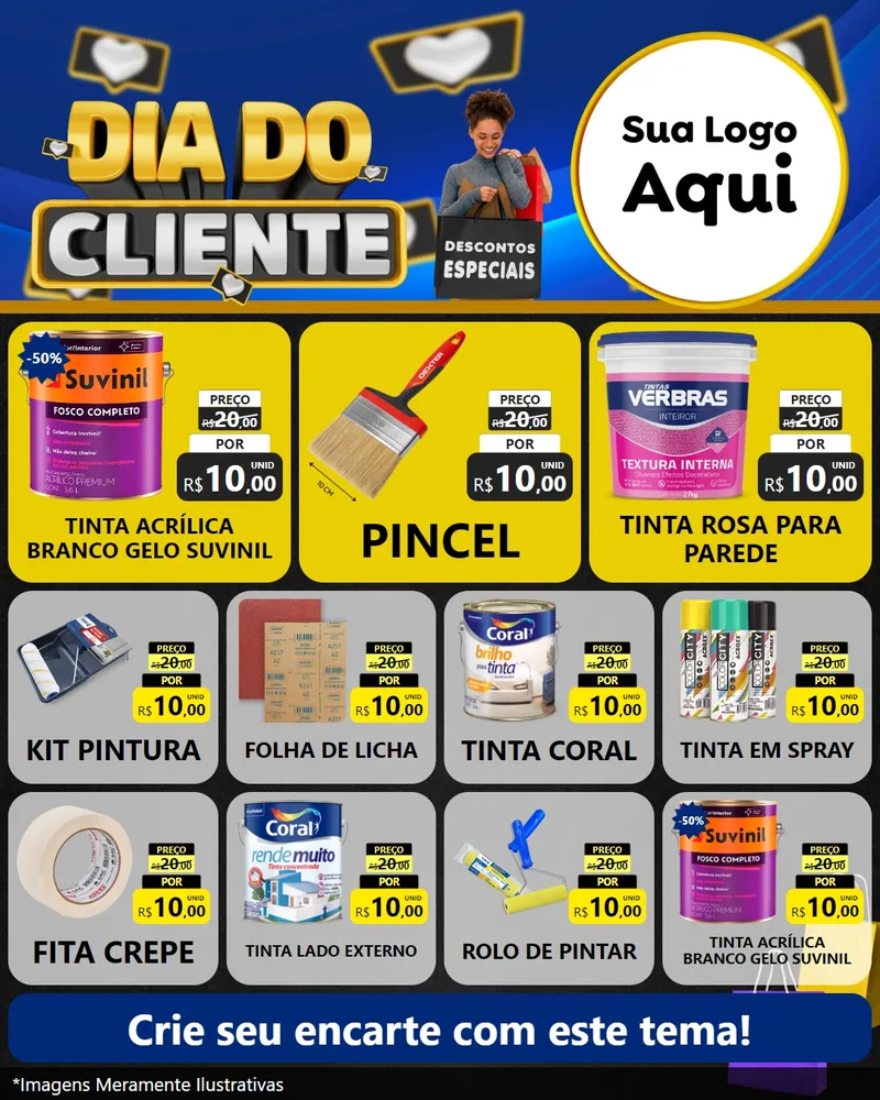 Modelo de Rede Social para Feed Instagram com o tema Dia Do Cliente para Tintas e Ferramentas
