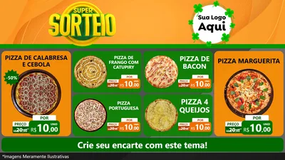 Modelo de TV para TV Horizontal com o tema Super Sorteio para Pizzaria