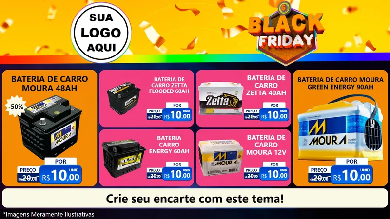 Modelo de TV para TV Horizontal com o tema Black Friday para Baterias Elétricas
