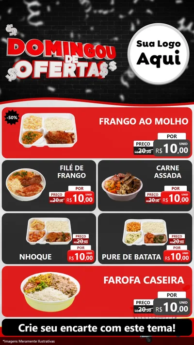 Modelo de TV para TV Vertical com o tema Domingou de Ofertas para Restaurante