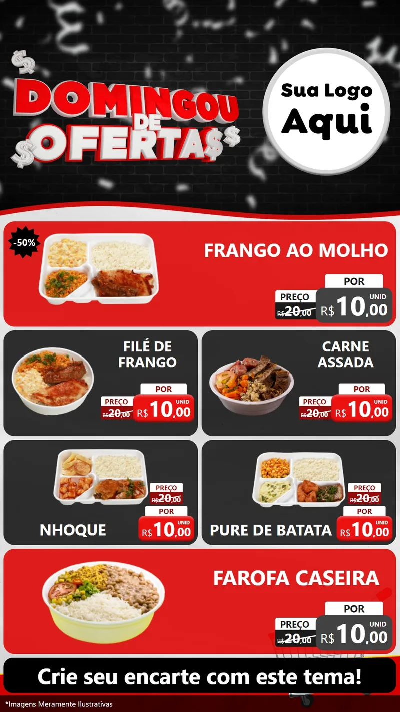 Modelo de TV para TV Vertical com o tema Domingou de Ofertas para Restaurante