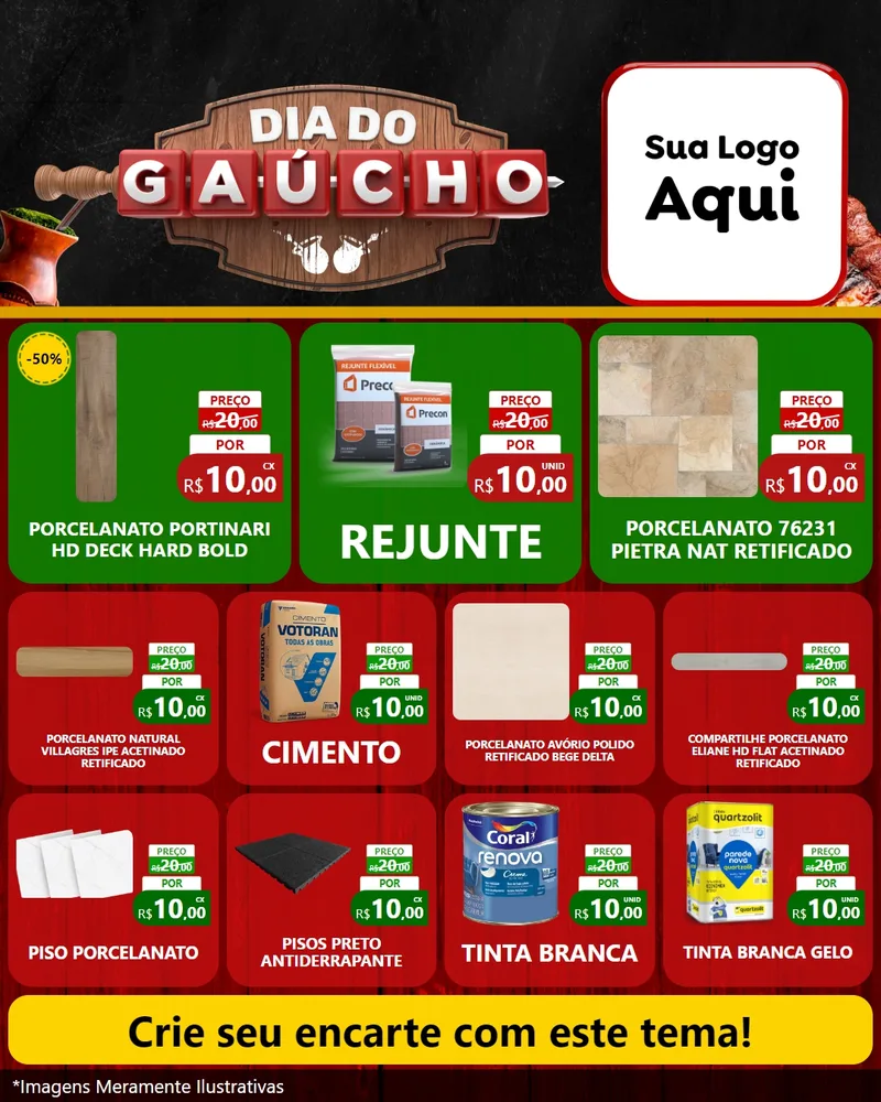Modelo de Rede Social para Feed Instagram com o tema Dia do Gaúcho para Pisos e revestimentos