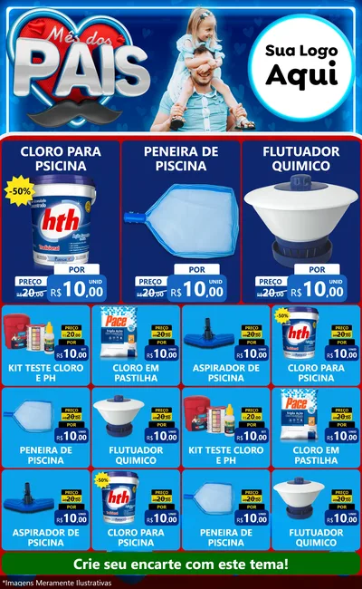 Modelo de Encarte para Encarte Grande com o tema Mês Dos Pais para Produtos para Piscina
