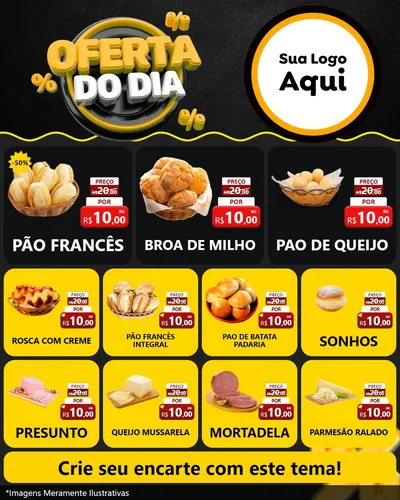 Modelo de Rede Social para Feed Instagram com o tema Oferta Do Dia para Padaria