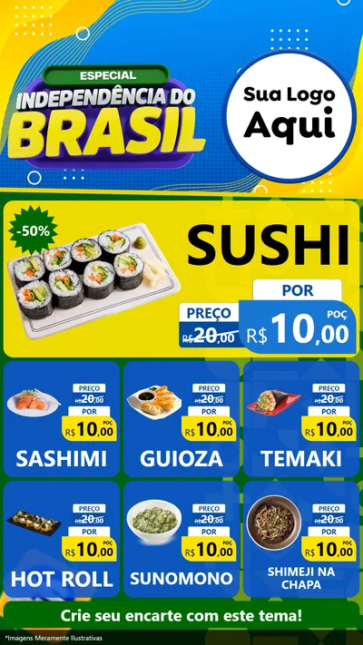 Modelo de Rede Social para Stories com o tema Especial Independência do Brasil para Comida japonesa