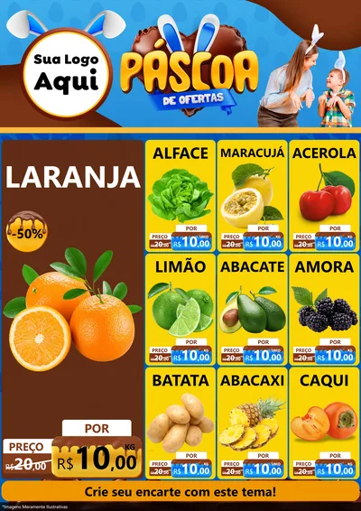 Modelo de Encarte para Encarte A4 Vertical com o tema Páscoa de Ofertas para Hortifrúti