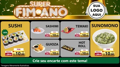 Modelo de TV para TV Horizontal com o tema Super Fim de Ano para Comida japonesa