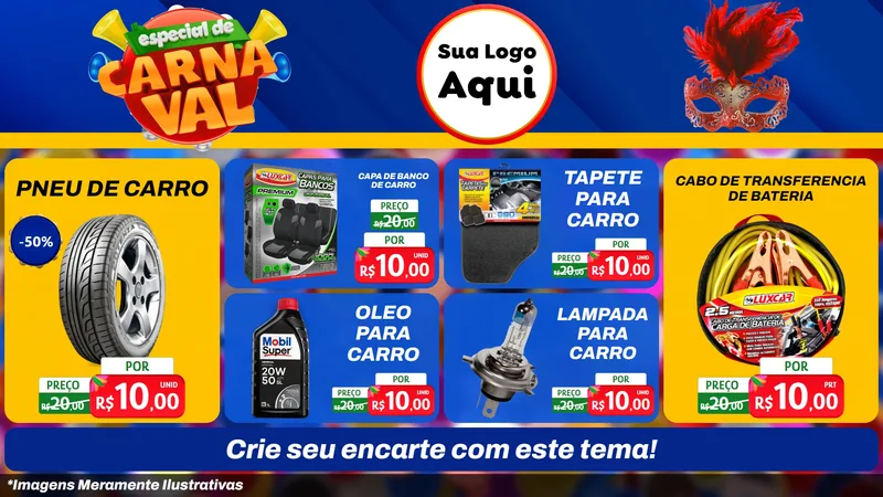 Modelo de TV para TV Horizontal com o tema Especial de Carnaval para Auto peças