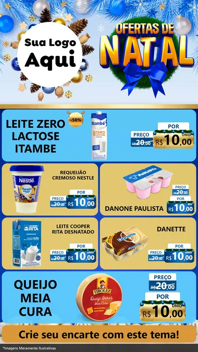Modelo de TV para TV Vertical com o tema Ofertas de Natal para Frios e Laticínios