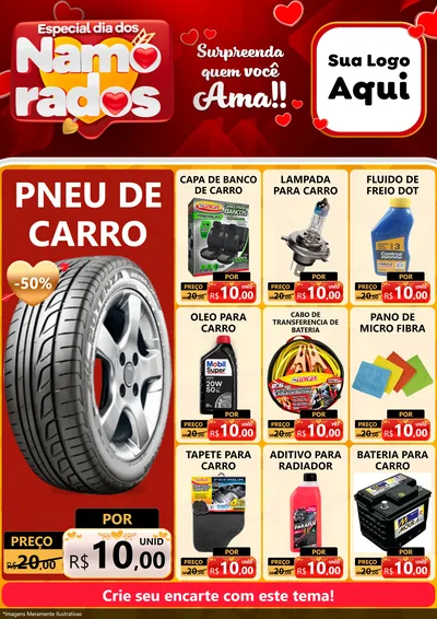 Modelo de Encarte para Encarte A4 Vertical com o tema Especial Dia dos Namorados para Auto peças