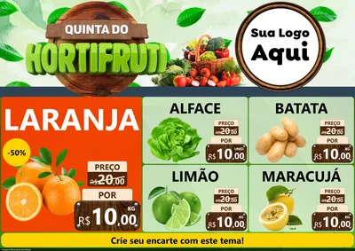 Modelo de Encarte para Encarte A4 Horizontal com o tema Quinta do Hortifruti para Hortifrúti