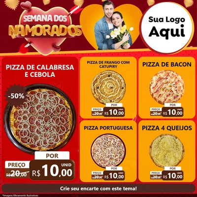 Modelo de Rede Social para Feed Facebook com o tema Semana dos Namorados para Pizzaria