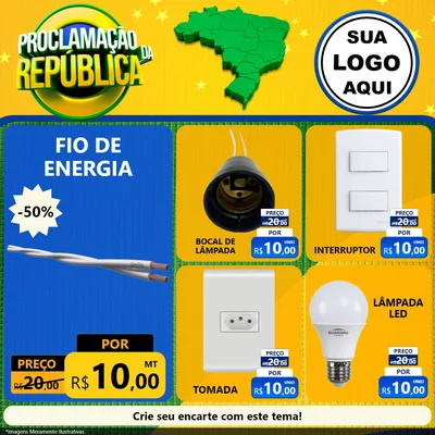 Modelo de Rede Social para Feed Facebook com o tema Proclamação da República para Materiais Elétricos